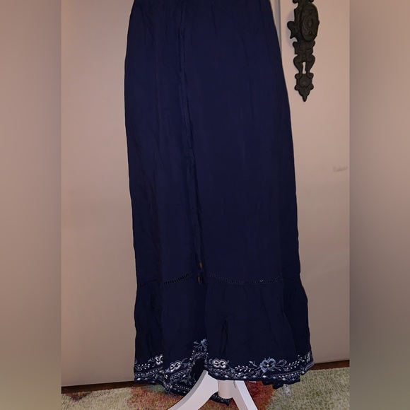 Time and Tru Dark Blue Asymmetrical Maxi Skirt - Picture 3 of 7